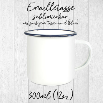 Emailletasse mit farbigem Tassenrand 12oz